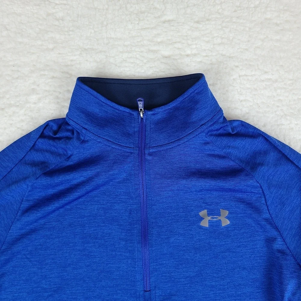 Under Armour Sweater Mens Small Blue Loose Heatgear Performance Tech Golf‎